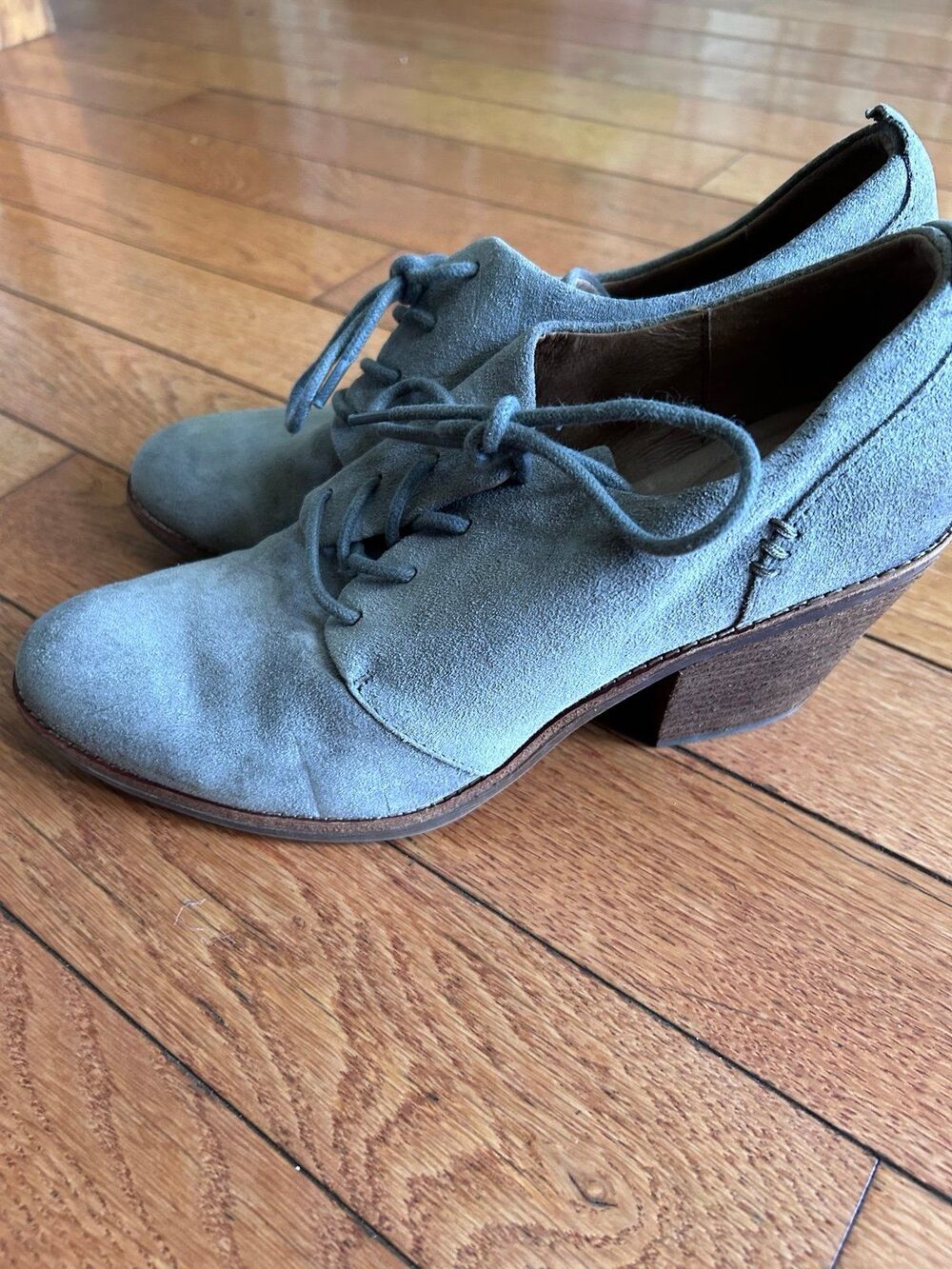 Sofft Tailynn Pietra Grey Suede Lace Up Oxford Ankle Booties Heel 10